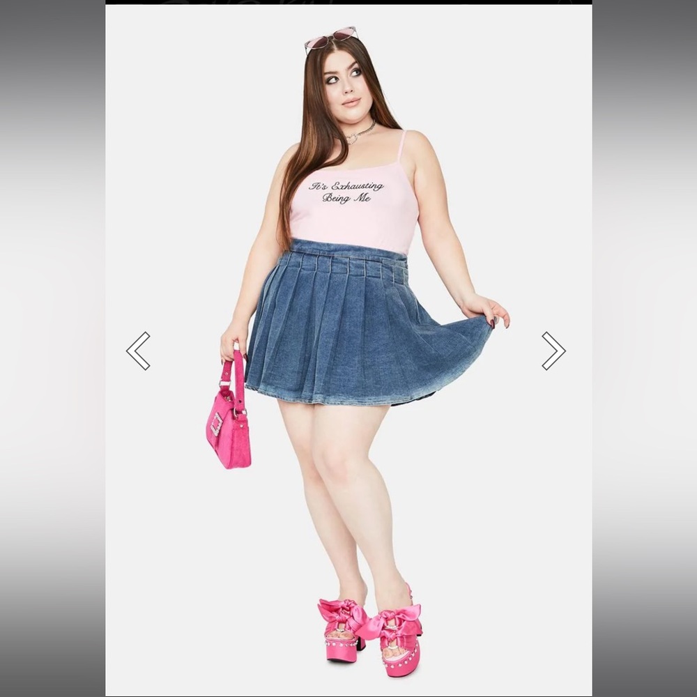 NWT Dolls Kill Pleated Denim Skirt